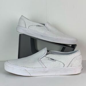 Vans Women’s White Mesh Leather Slip on Shoes Sneakers Skating size 10 US